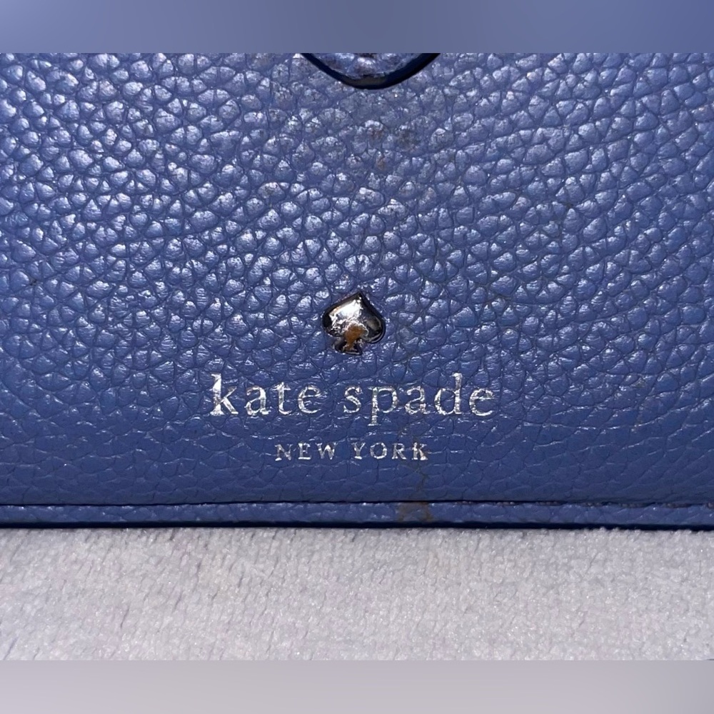 Kate Spade Small Tab Jackson Blue Crossbody Wallet Clutch Pebbled Leather - Picture 7 of 8